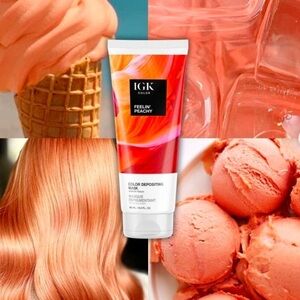 IGK Feelin’ Peachy Color Depositing Conditioning Hair Mask Full Size 6 Fl Oz NWT